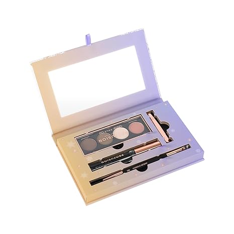 Profusion Cosmetics Frosted Snow Sparkle Festive Brows Defining Kit, Versatile Four shades Eyebrow Palettes, Included clear brow gel, Professional Double-Ended Angled Brush and Hair Removal Tweezers