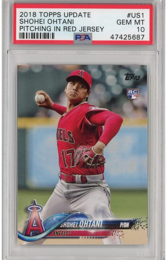 Graded 2018 Topps Update Shohei Ohtani #US1 Pitching In Red Jersey Rookie RC Baseball Card PSA 10 Gem Mint