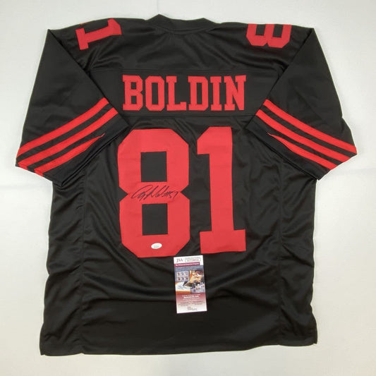Autographed/Signed Anquan Boldin San Francisco Black Football Jersey JSA COA