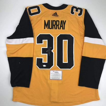 Autographed/Signed Matt Murray Pittsburgh Yellow Hockey Jersey Fanatics COA
