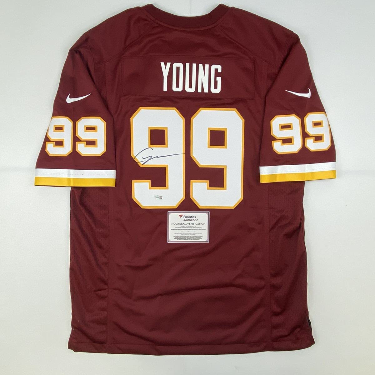 Autographed/Signed Chase Young Washington Football Team Burgundy Jersey Fanatics COA