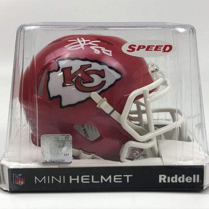 Autographed/Signed Travis Kelce Kansas City Chiefs Mini Football Helmet Beckett BAS COA