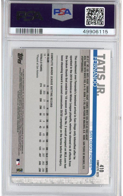 Graded 2019 Topps Complete Set Fernando Tatis Jr. #410 White Jersey Rookie RC Baseball Card PSA 10 Gem Mint