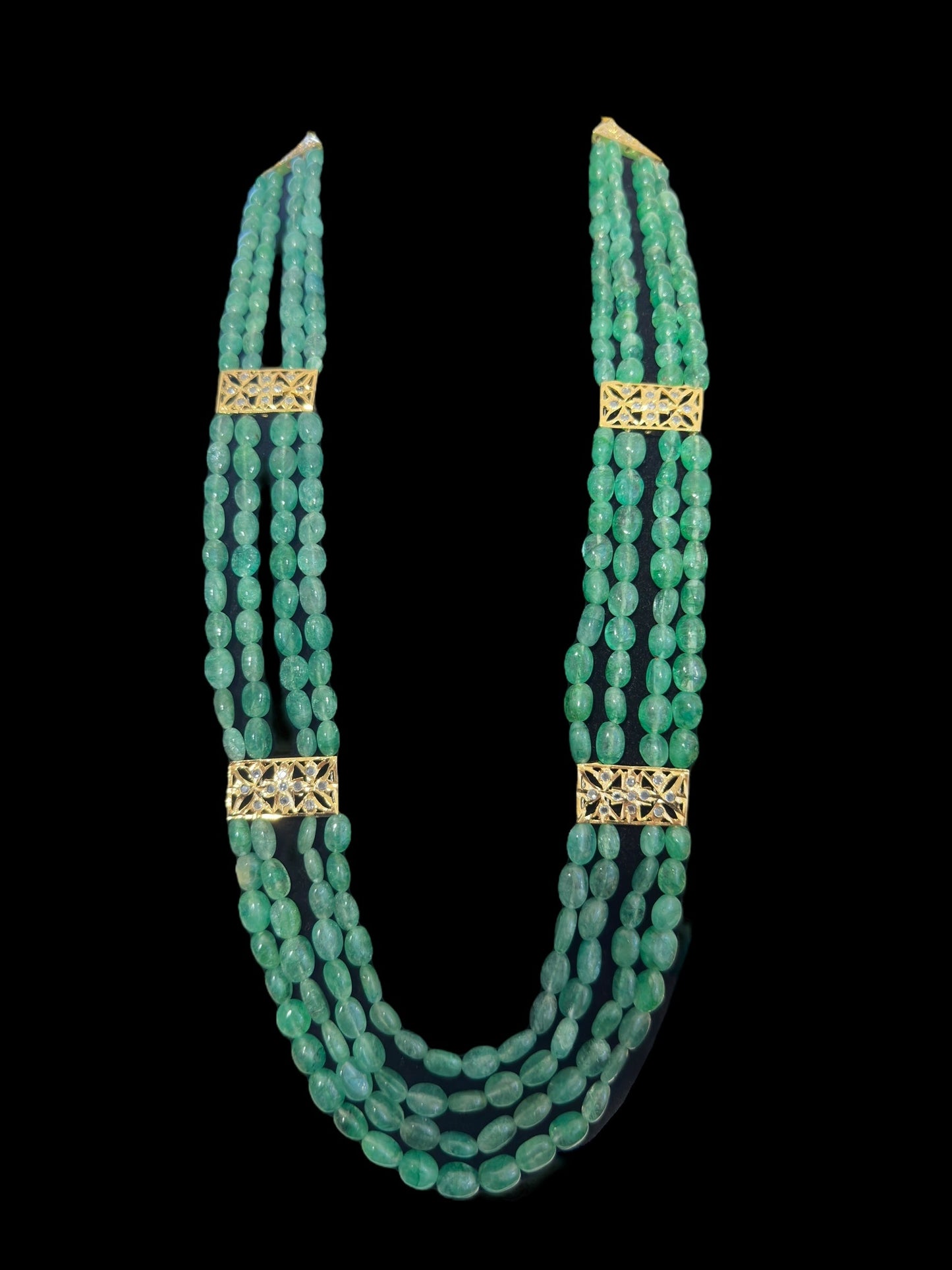 LN59 Ghazal emerald beads Rani haar ( SHIPS IN 3 WEEKS  )
