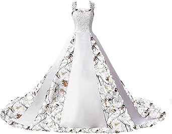 Women's Embroidery Camouflage Bridal Gowns Long Camo Wedding Dresses for Bride Plus Size
