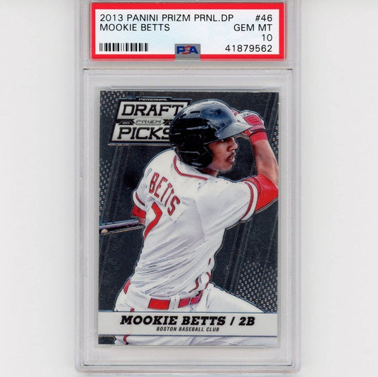 Graded 2013 Panini Prizm Mookie Betts #46 Perennial Draft Picks Rookie RC Baseball Card PSA 10 Gem Mint