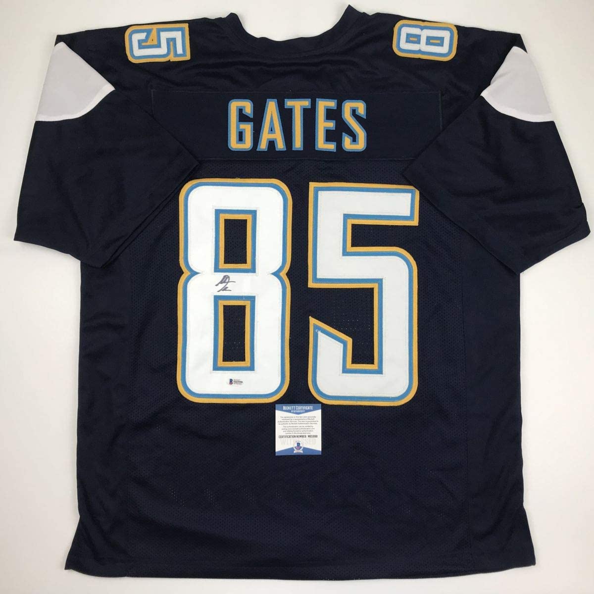 Autographed/Signed Antonio Gates Los Angeles LA Dark Blue Football Jersey Beckett BAS COA