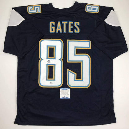 Autographed/Signed Antonio Gates Los Angeles LA Dark Blue Football Jersey Beckett BAS COA