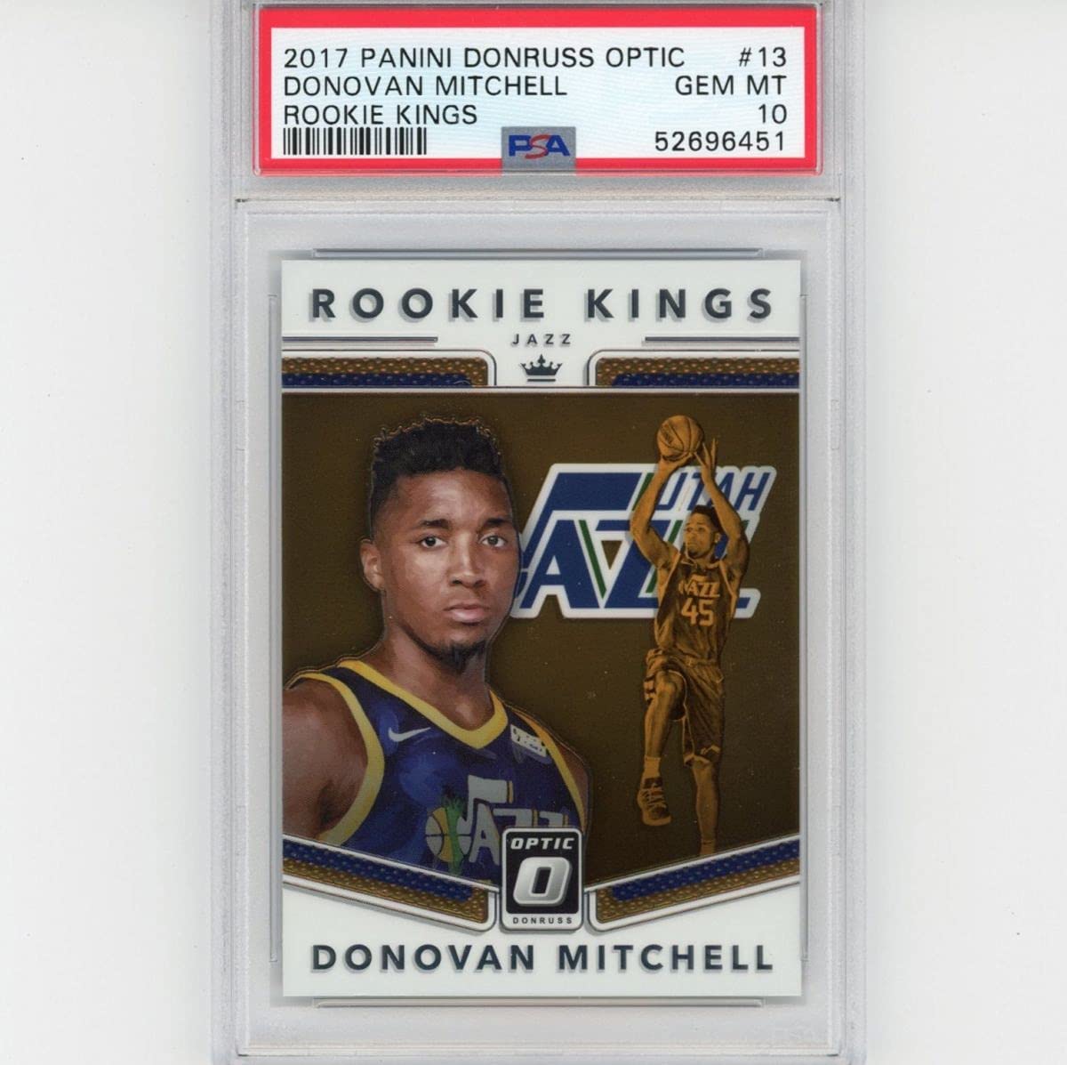 Graded 2017-18 Panini Donruss Optic Donovan Mitchell #13 Rookie Kings RC Basketball Card PSA 10 Gem Mint