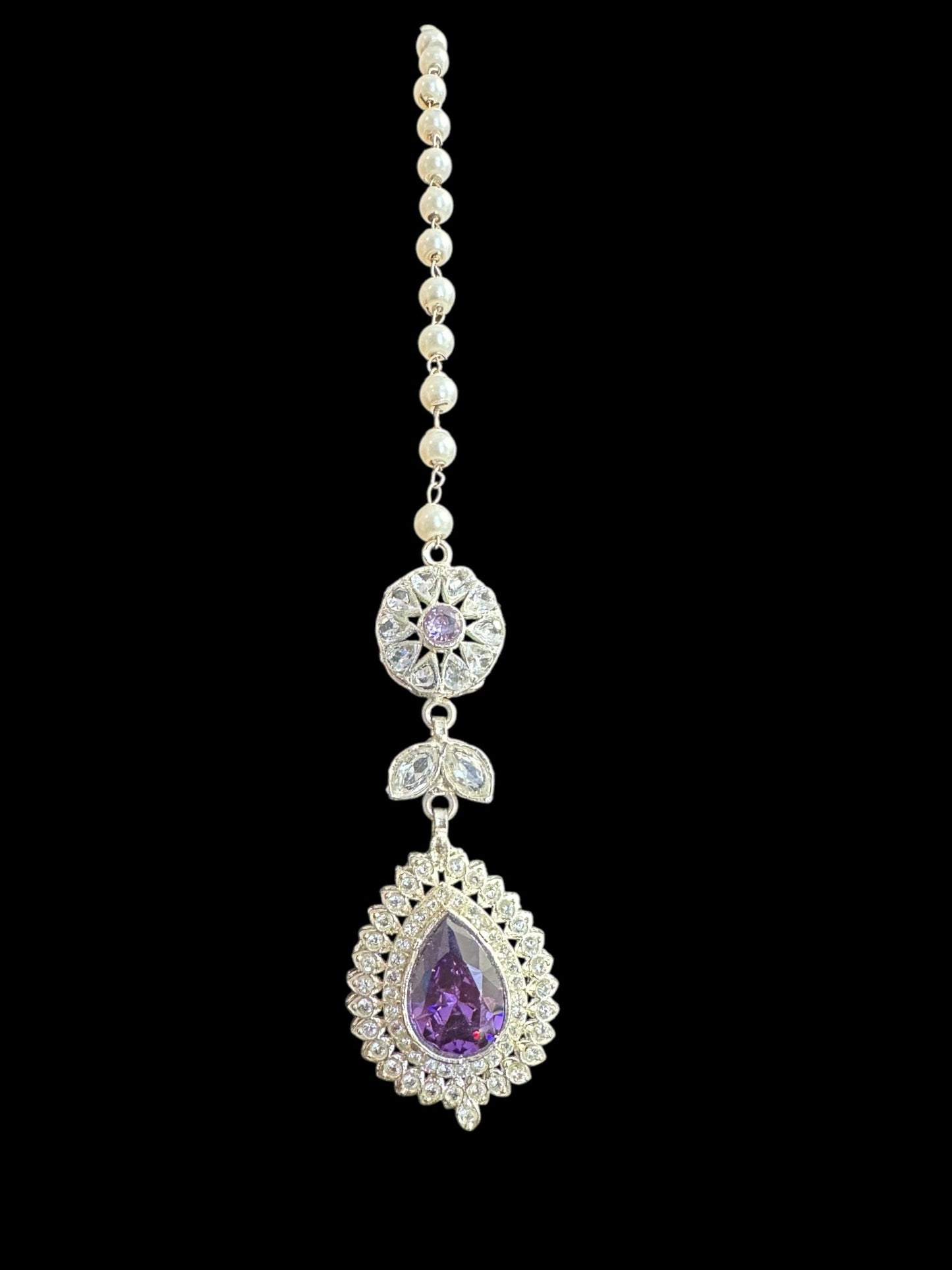BR476 Sabina Cz bridal set in silver plating with purple  ( READY TO SHIP )