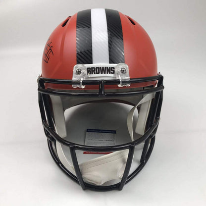 Autographed/Signed David Njoku Cleveland Browns Riddell Full Size FS F/S Replica Football Helmet PSA/DNA COA