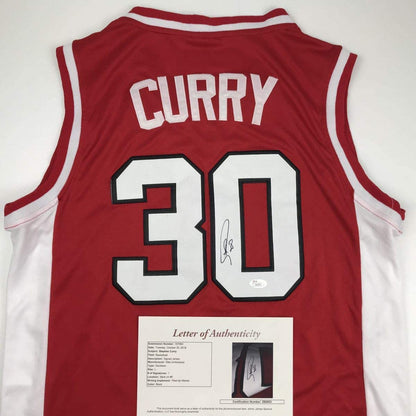 Autographed/Signed Stephen Steph Curry Davidson Wildcats Red Basketball Jersey JSA COA/LOA