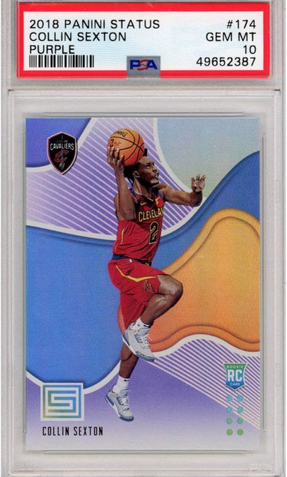 Graded 2018-19 Panini Status Collin Sexton #174 Purple Rookie RC Basketball Card PSA 10 Gem Mint