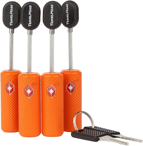 4 Pack TSA Approved Luggage Locks with Keys for Travel Š—– Flexible Ultra Secure Mini Key Padlock & Metal Zinc Alloy Material Š—– Orange