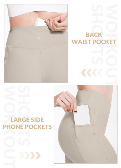 BALEAF Women's 10" Bermuda Shorts Long Athletic Workout Knee Length High Waisted Yoga Running Shorts with 3 Pockets Light Khaki XL