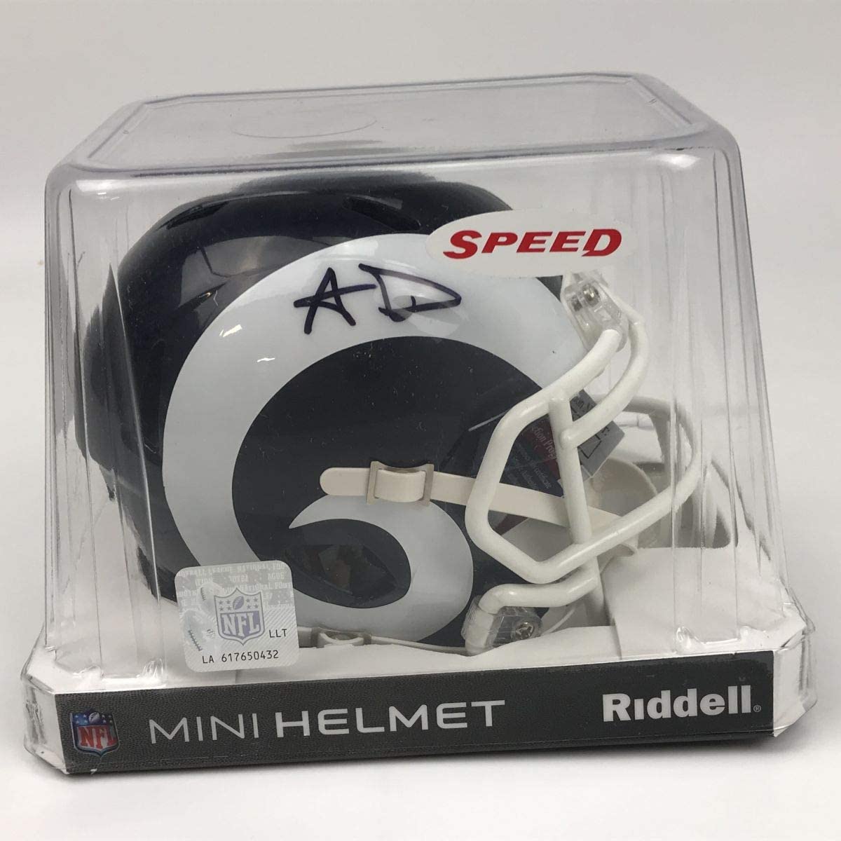 Autographed/Signed Aaron Donald Los Angeles Rams Mini Football Helmet JSA COA
