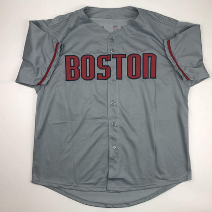 Autographed/Signed Curt Schilling Boston Grey Baseball Jersey JSA COA