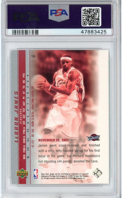 Graded 2003-04 Upper Deck UD LeBron James #16 Phenomenal Beginning Rookie RC Basketball Card PSA 10 Gem Mint