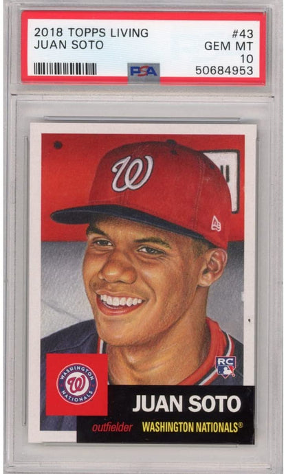 Graded 2018 Topps Living Juan Soto #43 Rookie RC Baseball Card PSA 10 Gem Mint