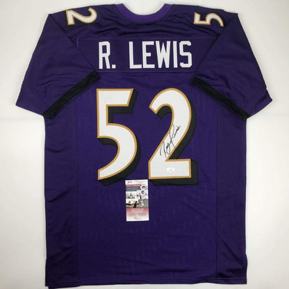 Autographed/Signed Ray Lewis Baltimore Purple Football Jersey JSA COA