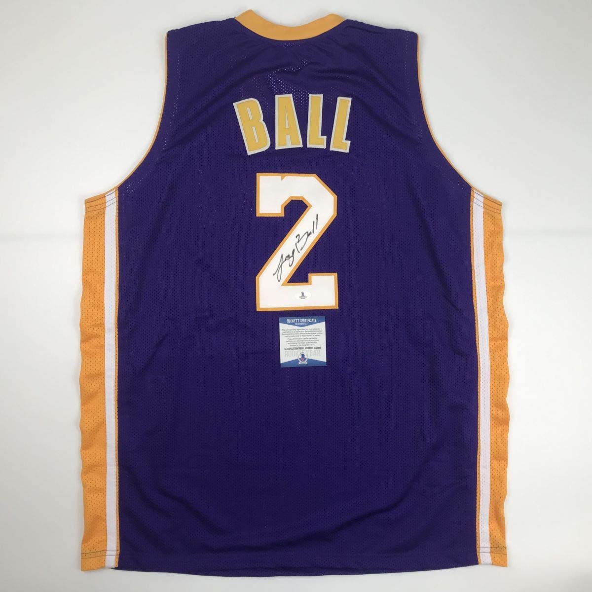 Autographed/Signed Lonzo Ball Los Angeles LA Purple Basketball Jersey Beckett BAS COA