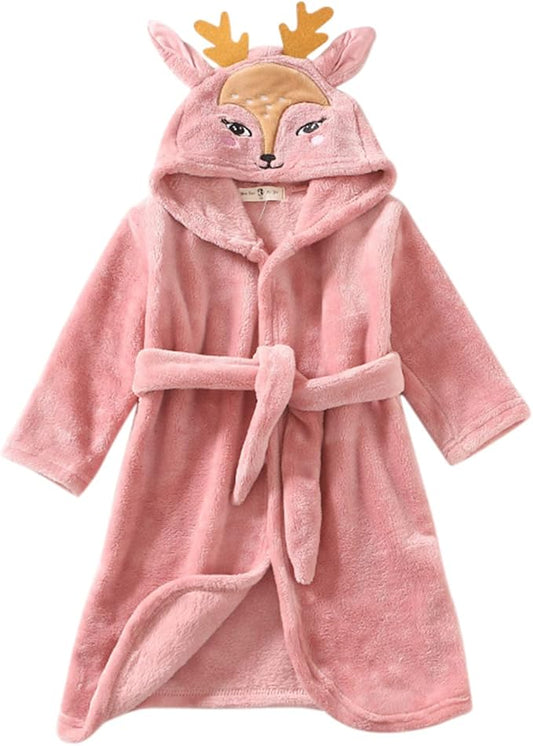 Baby Girls Boys Bathrobe, Infant Hooded Robe, Unisex Cartoon Animal Face Bathrobe Warm Flannel Sleepwear Pajamas z1
