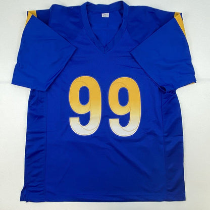 Autographed/Signed Aaron Donald Los Angeles LA Royal Blue Football Jersey JSA COA