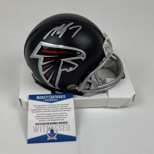 Autographed/Signed Michael Mike Vick Atlanta Falcons Football Mini Helmet Beckett BAS COA