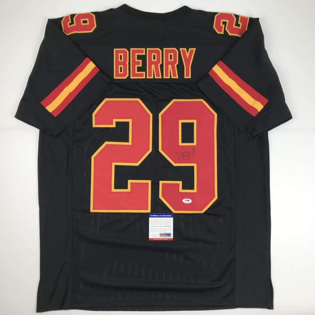 Autographed/Signed Eric Berry Kansas City Black Football Jersey PSA/DNA COA