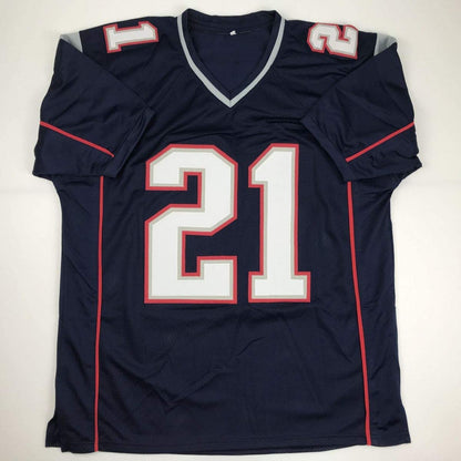 Autographed/Signed Duron Harmon New England Blue Football Jersey JSA COA