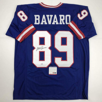 Autographed/Signed Mark Bavaro New York Blue Football Jersey PSA/DNA COA