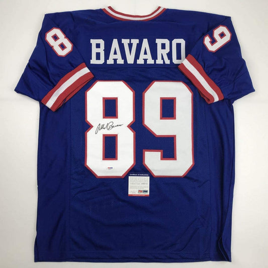 Autographed/Signed Mark Bavaro New York Blue Football Jersey PSA/DNA COA