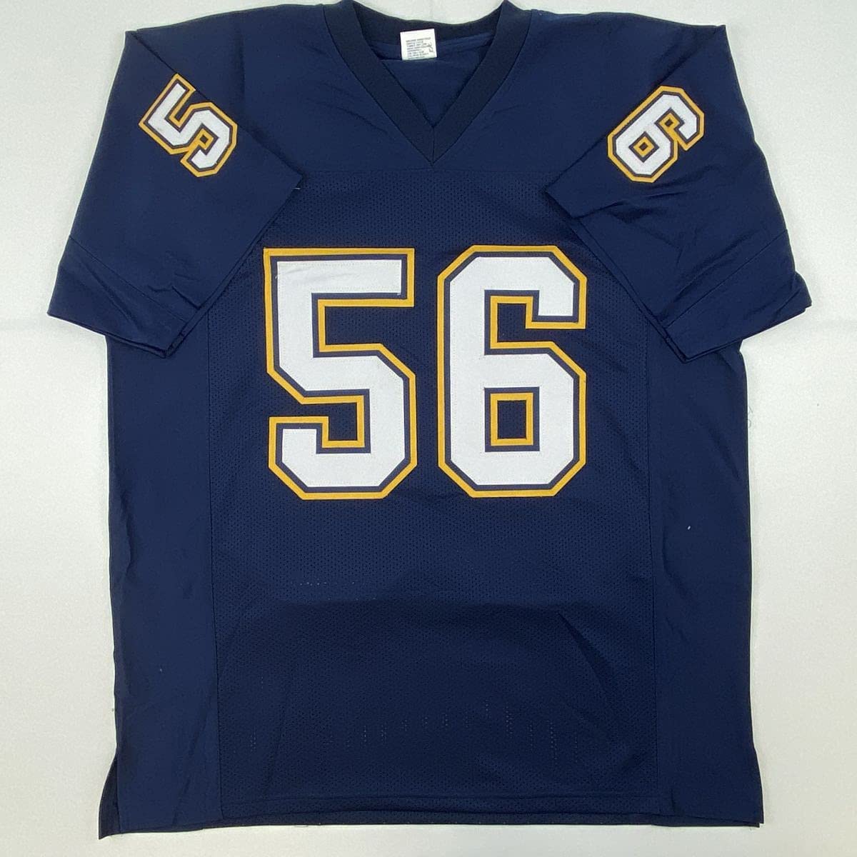 Autographed/Signed Shawne Merriman San Diego Dark Blue Football Jersey Beckett BAS COA