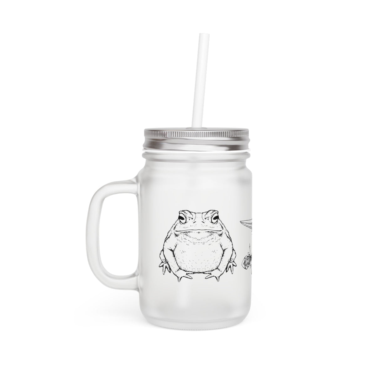 Amphibian Mason Jar Mug with Lid & Straw (12 oz)