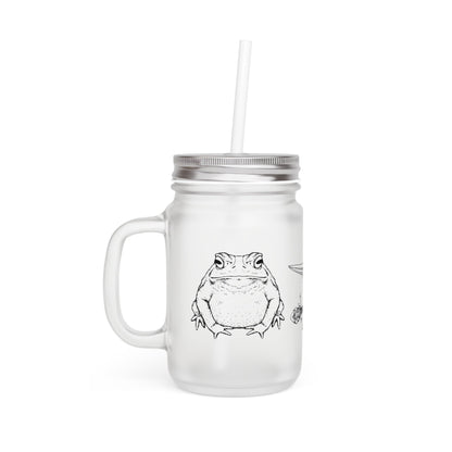 Amphibian Mason Jar Mug with Lid & Straw (12 oz)