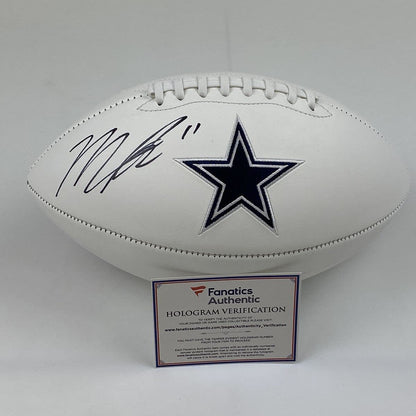 Autographed/Signed Micah Parsons Dallas Cowboys Full Size White Panel Logo Football Fanatics COA
