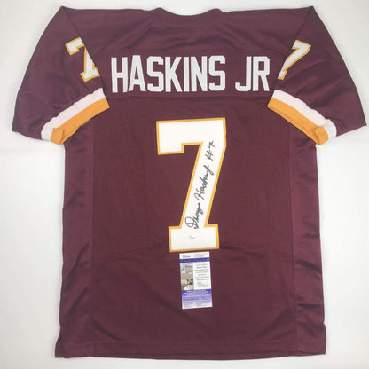 Autographed/Signed Dwayne Haskins Jr. Washington Burgundy Football Jersey JSA COA