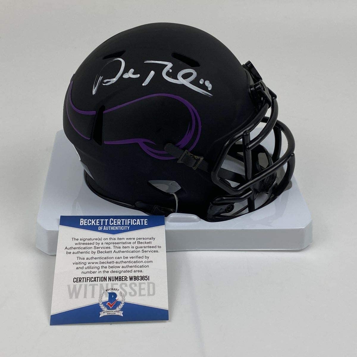 Autographed/Signed Adam Thielen Minnesota Vikings Eclipse Football Mini Football Helmet Beckett BAS COA