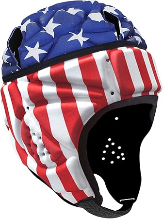 Soft Rugby Helmet 7v7 Football Helmet Adjustable Soccer Scrum Cap Head Protector Padded Support Rugby Flag Football Soft Shell Protective Cap Headgear Breathable EVA Anti-collision Cap for Youth Adult