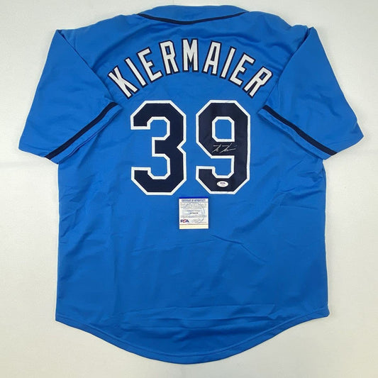 Autographed/Signed Kevin Kiermaier Tampa Bay Light Blue Baseball Jersey PSA/DNA COA