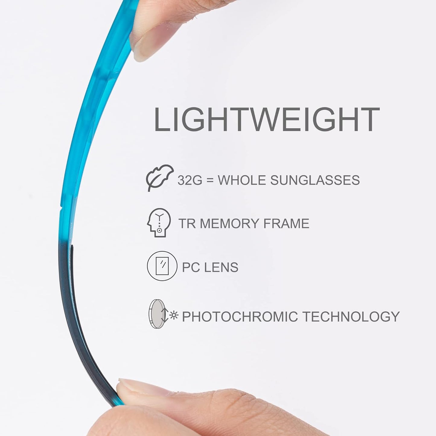 ROCKBROS Photochromic Cycling Sunglasses UV Protection Windproof Lightweight