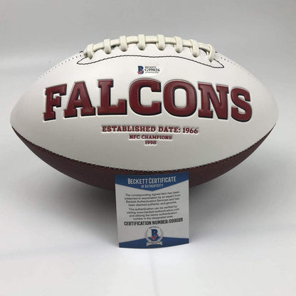 Autographed/Signed Matt Ryan Atlanta Falcons Full Size FS White Panel Logo Football Beckett BAS COA