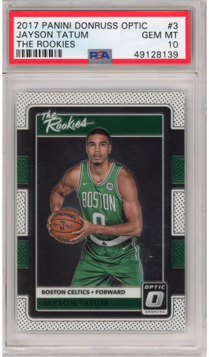 Graded 2017-18 Panini Donruss Optic Jayson Tatum #3 The Rookies RC Basketball Card PSA 10 Gem Mint