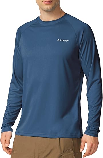 baleaf Men's Sun Protection Shirts UV SPF UPF 50+ Long Sleeve Rash Guard Fishing Running Quick Dry Lightweight
