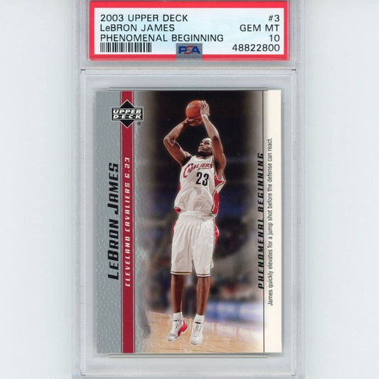 Graded 2003 Upper Deck UD LeBron James #3 Phenomenal Beginning Rookie RC Basketball Card PSA 10 Gem Mint