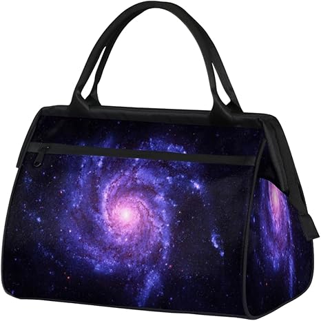 Galaxy Flower Pattern Travel Gym Bag - Large Capacity Tote Bag for Men, Women, Girls - Shoulder Weekender Overnight Bag for Travel, Yoga, School, Mommy Hospital Bag for Labor and Delivery