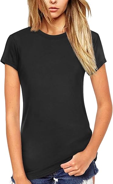 Beluring Women Shirt Short Sleeve Crew Neck Summer Soft Long TshirtsTee Tops Blouse