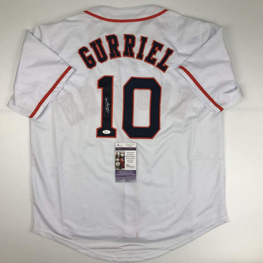 Autographed/Signed Yulieski Yuli Gurriel Houston White Baseball Jersey JSA COA