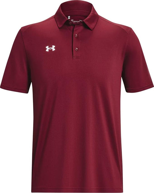 Under Armour Tech Team Mens Short Sleeve Polo Shirt 2XLT Cardinal-White