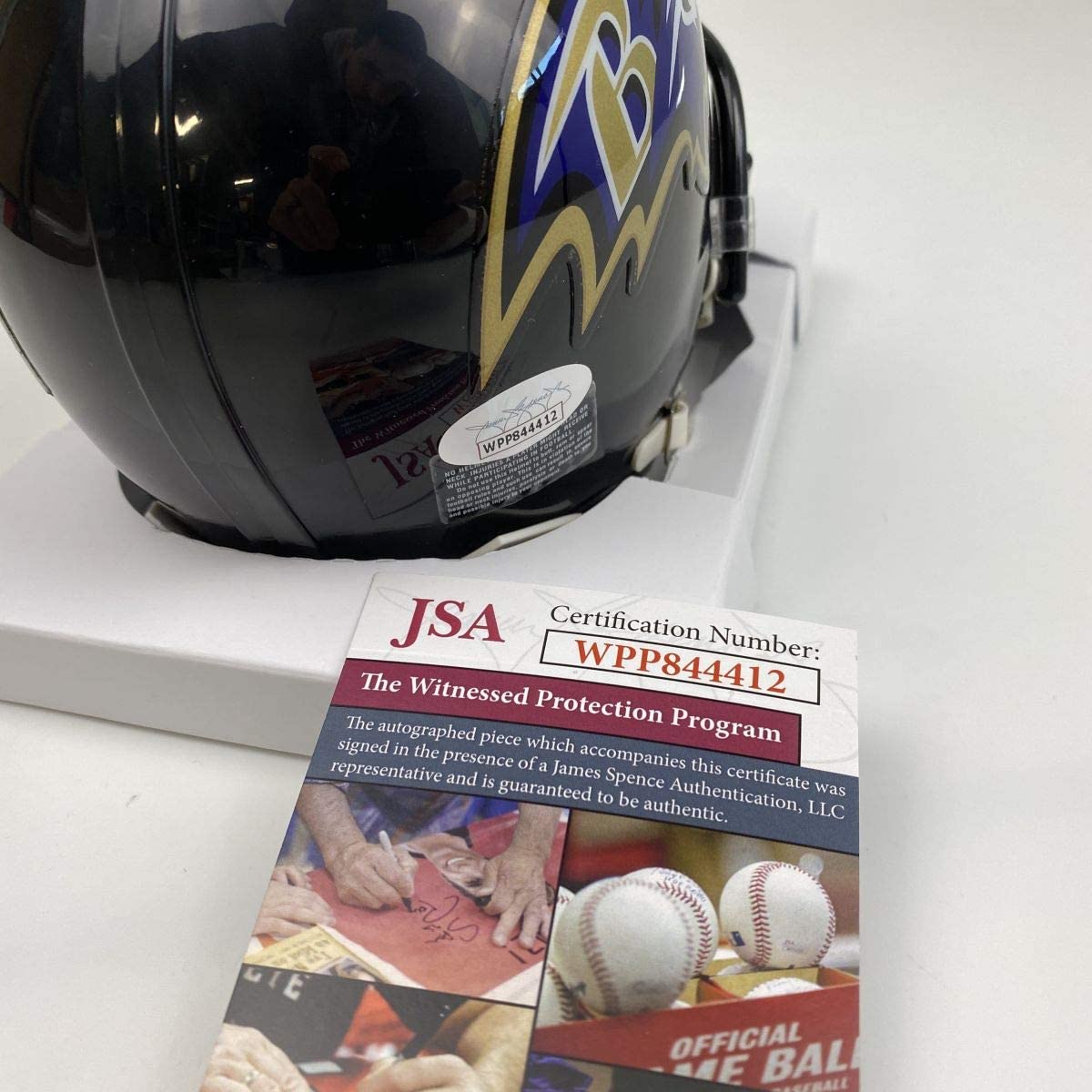 Autographed/Signed Lamar Jackson Baltimore Ravens Football Mini Helmet JSA COA